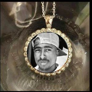 Tupac Shakur 2pac Shakur 925 Silver Rhinestones  Necklace great gift